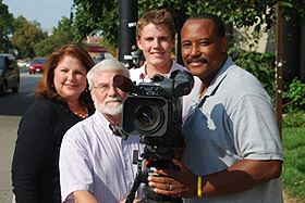Field Crew on a “Decoding Autism” shoot in Louisville, KY Sara Lee Kessler, Reporter/Producer/Writer, Roger Tremaine, Audio (KET-PBS), Jonathan Miller, Production Assistant, Prentice Hall, Photographer (KET-PBS)