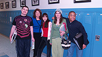 Sara Lee Kessler, (Reporter) with teens at The Children’s Institute, a school in Verona, NJ, for children on the autism spectrum. From the left: James S., Natalie C., Emily V., Philip C.